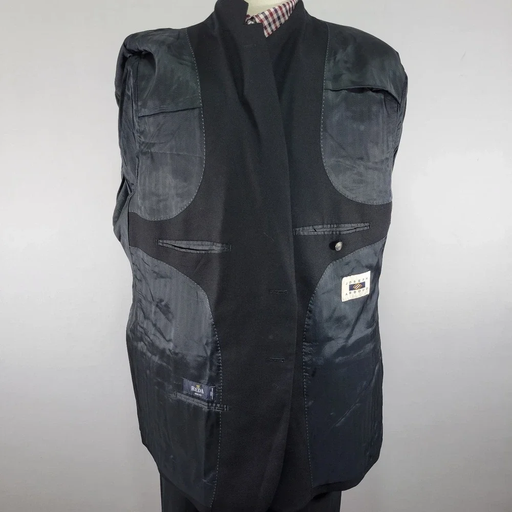 Joseph Abboud Reda Men's Sport Coat Blazer‎ Two Button Black Wool 52R